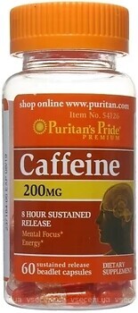 Фото Puritan's Pride Caffeine 200 мг 60 капсул