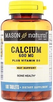 Фото Mason Natural Calcium with vitamin D3 600 мг 100 таблеток