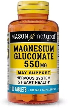 Фото Mason Natural Magnesium Gluconate 550 мг 100 таблеток