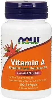 Фото Now Foods Vitamin A 25000 IU Fish Liver Oil 100 капсул