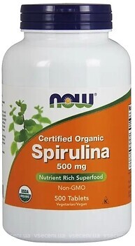 Фото Now Foods Spirulina Certified Organic 500 мг 500 таблеток