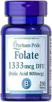 Фото Puritan's Pride Folate 1333 мкг DFE 250 таблеток
