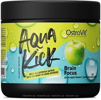 Фото OstroVit Aqua Kick Brain Focus со вкусом зеленого яблока 300 г