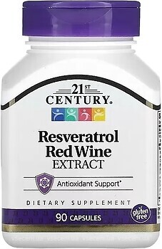 Фото 21st Century Resveratrol Red Wine Extract 200 мг 90 капсул (CEN27285)