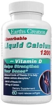 Фото Earth's Creation Calcium Carbonate + Vitamin D 1200 мг/1000 ME 60 таблеток (BL817439)