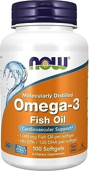 Фото Now Foods Omega-3 Fish Oil Molecularly Distilled 1000 мг 100 капсул (1650)