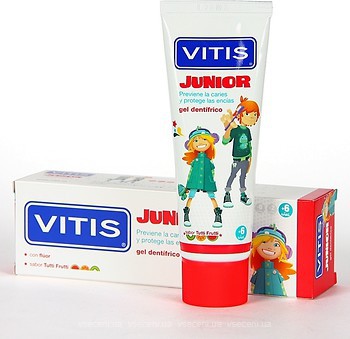 Фото Dentaid Гелевая зубная паста Vitis Junior фруктовый вкус 75 мл