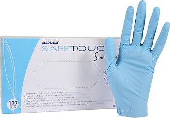 Фото Medicom перчатки нитриловые SafeTouch Slim Blue неопудренные XL 50 пар