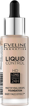 Фото Eveline Cosmetics Liquid Control HD Mattifying Drops Foundation 010 Light Beige