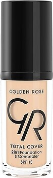 Фото Golden Rose Total Cover 2in1 Foundation & Concealer SPF15 №01 Porcelain