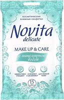 Фото Novita влажные салфетки для снятия макияжа Make Up & Care Delicate с мицеллярной водой 15 шт