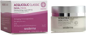 Фото SeSDerma увлажняющий крем Acglicolic Classic Moisturizing Cream SPF 15 50 мл
