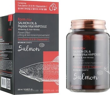 Фото FarmStay сыворотка для лица с маслом лосося и пептидами Salmon Oil & Peptide Vital Ampoule 250 мл