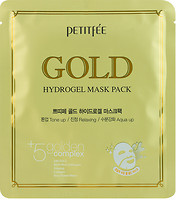 Фото Petitfee Gold Hydrogel Mask +5 golden complex гидрогелевая маска для лица с золотым комплексом +5