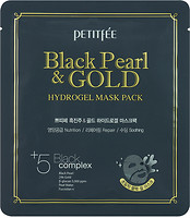 Фото Petitfee Black Pearl & Gold Hydrogel Mask гидрогелевая маска с золотом и черным жемчугом 5 шт