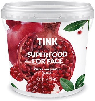 Фото Tink SuperFood For Face Alginate Mask маска альгинатная антивозрастная Гранат и гиалуроновая кислота 15 г