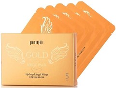 Фото Petitfee гидрогелевая маска для шеи Neck Pack Gold Hydrogel Angel Wings с плацентой 5x 10 г