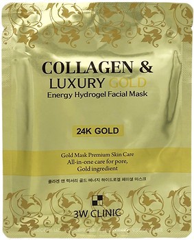 Фото 3W Clinic гидрогелевая маска для лица Collagen & Luxury Gold Energy Hydrogel Facial Mask с золотом 30 г