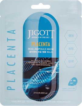 Фото Jigott тканевая маска для лица Real Ampoule Mask Placenta с экстрактом плаценты 27 мл
