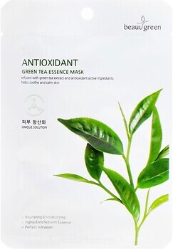 Фото BeauuGreen тканевая маска для лица Essence Mask Antioxidant Green Tea с экстрактом зелёного чая 23 мл