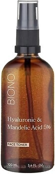 Фото Biono тонер Hyaluronic & Mandelic Acid 5% Face Toner с гиалуроновой и миндальной кислотой 100 мл