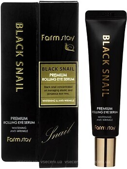 Фото FarmStay сыворотка для кожи вокруг глаз Black Snail Premium Rolling Eye Serum 25 мл