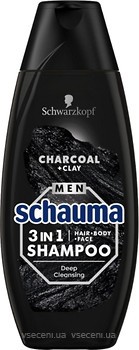 Фото Schauma Men 3 в 1 Уголь и вулканическая глина для нормальных волос 400 мл
