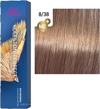 Фото Wella Professionals Koleston Perfect Me+ Rich Naturals 8/38 светлый блонд золотой жемчуг