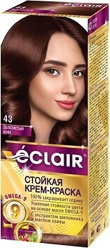 Фото Eclair Omega 9 Hair Color 43 золотистый кофе