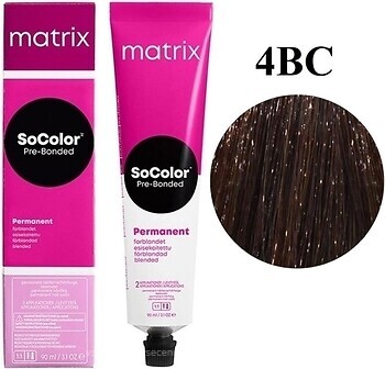 Фото Matrix SoColor Pre-Bonded 4BC шатен коричнево-медный