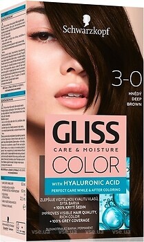 Фото Schwarzkopf Gliss Color 3-0 Deep Brown темно-коричневый