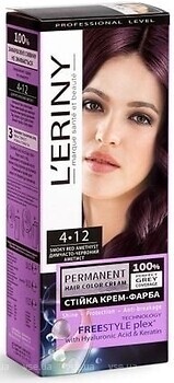 Фото L'ERINY Permanent Hair Color Cream 4.12 дымчато-красный аметист