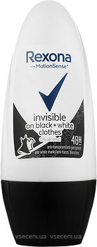 Фото Rexona Invisible Black+White Diamond антиперспирант-роликовый 50 мл (8710847860843)