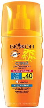 Фото Биокон сонцезахисний спрей SPF 40 для безпечної засмаги 160 мл