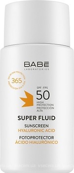 Фото Babe Laboratorios солнцезащитный флюид Super Fluid Sunscreen Hyaluronic Acid SPF 50 50 мл