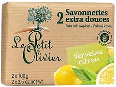 Фото Le Petit Olivier экстра нежное мыло Лимон и вербена 2x 100 г