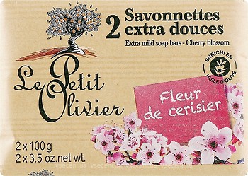 Фото Le Petit Olivier экстра нежное мыло с экстрактом лепестков вишневого цвета 2x 100 г