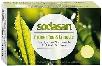Фото Sodasan твердое крем-мыло Антибактериальное Зеленый чай и лайм 100 г