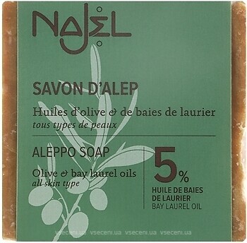 Фото Najel твердое мыло Savon d’Alep Aleppo Soap 5% Bay Laurel Oil Алеппское 5% масла лавра 200 г