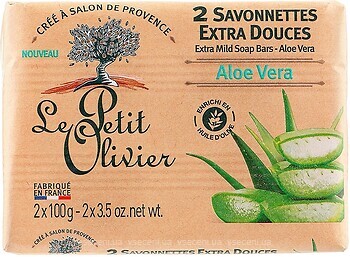 Фото Le Petit Olivier твердое мыло 2 Savonnettes Extra Douces Aloe Vera Алоэ Вера 2x 100 г
