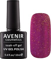 Фото Avenir Cosmetics Soak-off gel UV Gel Polish №112 Вяленая слива с золотым глиттером