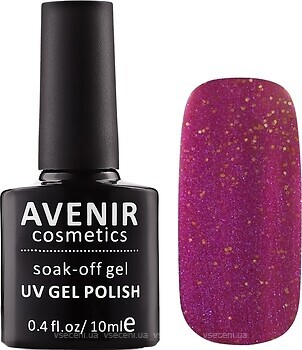 Фото Avenir Cosmetics Soak-off gel UV Gel Polish №112 Вяленая слива с золотым глиттером