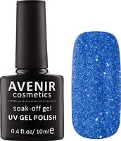 Фото Avenir Cosmetics Soak-off gel UV Gel Polish №113 Синий с шиммером и блестками
