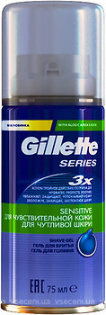 Фото Gillette гель для бритья Series Sensitive Skin Shave Gel for Men с алоэ для чувствительной кожи 75 мл