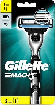 Фото Gillette бритвенный станок Mach 3 с 2 сменными картриджами