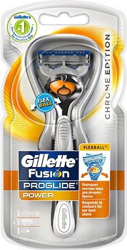 Фото Gillette бритвенный станок Fusion5 ProGlide Power Flexball Chrome Edition с 1 сменным картриджем
