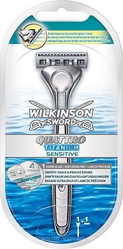 Фото Wilkinson Sword (Schick) бритвенный станок Quattro Titanium Sensitive с 1 сменной головкой