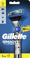 Фото Gillette бритвенный станок Mach 3 Turbo 3D с 2 сменными картриджами
