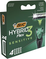 Фото BIC бритвенный станок Flex 3 Hybrid Sensitive с 4 сменными картриджами