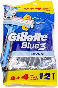 Фото Gillette бритвенный станок Blue 3 Smooth одноразовый 12 шт